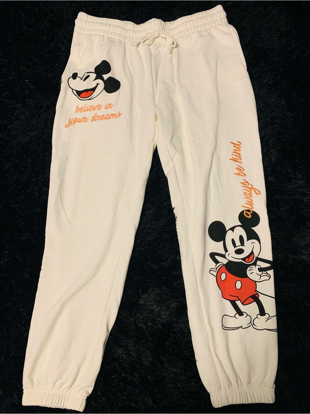 Disney White Mickey Mouse Sweatpant/Joggers (Unisex) Never Worn
